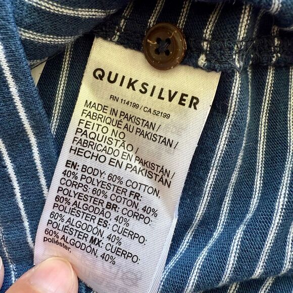 Quicksilver Boys Blue Striped Short Sleeved Collared Polo Shirt - Picture 5 of 7